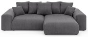 Szürke kordbársony kinyitható tárolóhelyes sarokkanapé (variálható sarok) Luma – Ropez