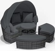 Deuba Ø185cm-es szürke rattan kerti ágy