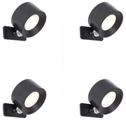 4 darabos modern fekete fal- és mennyezeti lámpakészlet, LED-del, újratölthető - Bright