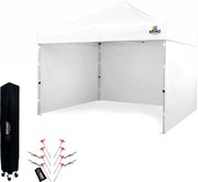 Szétnyitható pavilon 3x3m Ünnepségekre: Vízálló Védelem és Villámgyors Összecsukás - plusz 3 oldalfal - Fehér
