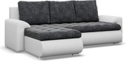 Tokio sarokkanapé, 2 ágyneműtartóval, fonott + műbőr, baloldali, sötétszürke - fehér