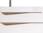 Piramida EURIDIKA fali fürdőszobabútor - műmárvány mosdóval -2 fiókos -ALPINFEHÉR-TÖLGY -70x41x56 cm