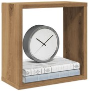 6 db kézműves tölgyszínű szerelt fa fali kockapolc 30x15x30 cm