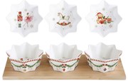 Karácsonyi porcelán 3 db tálka bambusz tálcán szett díszdobozban Magie de Noel