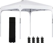 Outsunny Pop-Up Összecsukható Sátor 2.5x2.5x2.68 m Kerti Napernyő UV 50+ Állítható Magassággal 4 Homokzsákkal és Hordtáskával Kempingezéshez, Bulikhoz