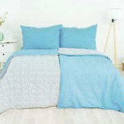 Stanex Krep lepedőhuzat Virágcsíkos kék, 140 x 220 cm, 70 x 90 cm