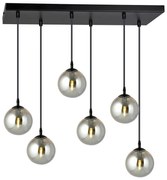 Csillár zsinóron COSMO 6xE14/10W/230V fekete/szürke