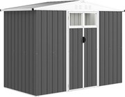 Outsunny Fém Kerti Tároló 2,7 m² 246 x 117 x 180 cm Ablakkal, 4 Szellőzővel és Zárható Ajtóval, Kültéri Acél Kerti Sátor, Szürke | Aosom
