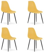 4 db mustársárga szék szett OSAKA fekete lábbal