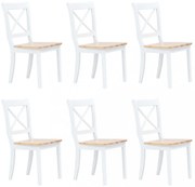 6 db fehér és natúr színű tömör gumifa étkezőszék