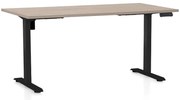 Állítható magasságú asztal OfficeTech B, 160 x 80 cm, fekete alap, tölgy
