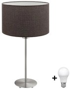 Eglo - LED Asztali lámpa TUNJA 1xE27/60W/230V 38,5 cm matt króm/barna