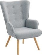 HOMCOM Boucle Szövet Pihenőszék, Modern Kárpitozott Fotel Fából Készült Lábakkal, Ergonomikus Támla és Kartámasz, Étkezőbe, Nappaliba, Hálószobába, Ir