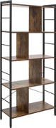 HOMCOM 4-Szintes Könyvespolc 8 Tárolórekesszel Ipari Stílusban Nappaliba, Irodába vagy Hálószobába 74x30x157,5 cm Rusztikus Barna | Aosom