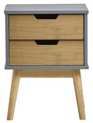 Baku szürke-barna éjjeliszekrény tömör borovi fenyőből - Marckeric