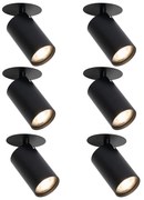 6 darabos modern süllyesztett spotlámpa szett fekete GU10 50mm - Chels