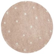 Világos rózsaszín mosható kézi szövésű pamut gyerek szőnyeg ø140 cm Round Dot Rose – Lorena Canals