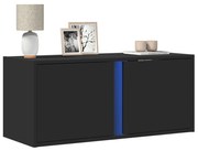 fekete fali TV-szekrény LED-világítással 80x31x35 cm