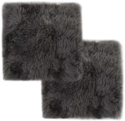 2 db világosszürke valódi báránybőr székpárna 40 x 40 cm