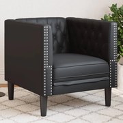 fekete műbőr Chesterfield kanapé