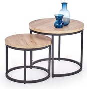 2 db JENO dohányzóasztal szett, tölgy/fekete