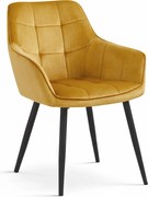 Étkezőszék VARSI VELVET fekete lábakkal, mustárszínű