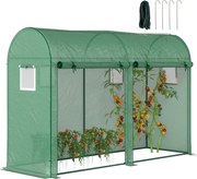 Outsunny Üvegház 300x100x200 cm 4 Ablakkal és 2 Ajtóval a Növények, Virágok és Zöldségek Neveléséhez, PE és Acél Anyagból | Aosom