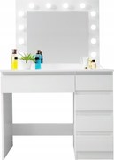 Aga Fésülködőasztal tükörrel és világítással Matt fehér
