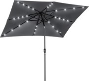 Outsunny Kerthelyiségi Napernyő 268x205x248 cm sötétszürke LED világítással, 45°-os dőlésszögű tetővel, acél rúddal és kurblis növeli | Aosom