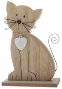 Dekoráció fa macska 15 cm, barna