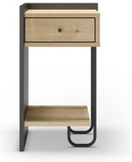 Fekete-natúr színű éjjeliszekrény tölgyfa dekorral Mercure – Marckeric