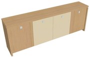 Verno alacsony szekrény 248 x 46 x 90 cm, kombinált ajtó, világos tölgy / vanília