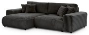 Sötétszürke kordbársony kinyitható-tárolóhelyes sarokkanapé (bal oldali) Sarina – Ropez
