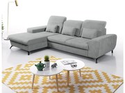 Kihúzható L alakú kárpitozott sarokkanapé ALTA, balos, szürke, tárolóval
