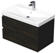 Fürdőszobaszekrény mosdóval SAT Cube Way 80x47,5x46 cm barna matt CUBE3D46802ZHVER