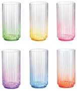 Szivárványos színes üveg pohár 6 db szett long drink 500 ml