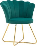HOMCOM Shell Chair Velúrfelületű Öltözködő Szék Acél Lábbal Nappaliba és Hálószobába 69 x 64 x 80 cm Sötét Zöld | Aosom