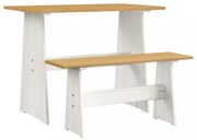 REINE mézbarna és fehér tömör fenyőfa étkezőasztal paddal