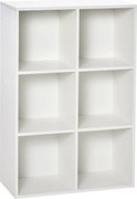 HOMCOM Fa Könyvespolc 3-Szintes Polcokkal és 6 Tárolórekesszel Nappalira, Hálószobába, Irodába 65,5x30x97,5 cm Fehér | Aosom
