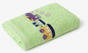 Goldea gyermek frottír törölköző - vonat a zöldön 30 x 50 cm