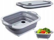 Összecsukható szilikon edény és vágódeszka - 2 in 1 - szürke