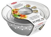 STEFANPLAST Műanyag tál Tosca, fehér/szürke, 3 darabos készlet fedővel