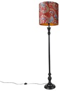 Állólámpa fekete vörös páva árnyékolóval 40 cm - Classico