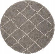 Kerek shaggy szőnyeg 160cm, krémszürke boho mintás, puha szőrrel