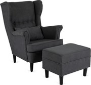 Fotel Wypoczynkowy EVAN 2 z Podnóżkiem Ciemnoszary