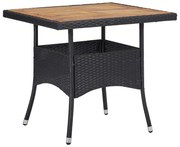 vidaXL fekete polyrattan és tömör akácfa kültéri étkezőasztal