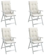 4 db krémszínű szövet magas háttámlájú székpárna 120x50x4 cm