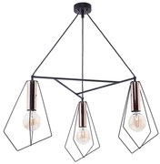 Jupiter 1666 - Csillár zsinóron KAIR 3xE27/60W/230V fekete/réz