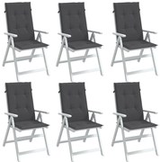 6 db antracit szövet magas háttámlájú székpárna 120x50x4 cm