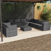 vidaXL 10 részes szürke polyrattan kerti ülőgarnitúra párnákkal